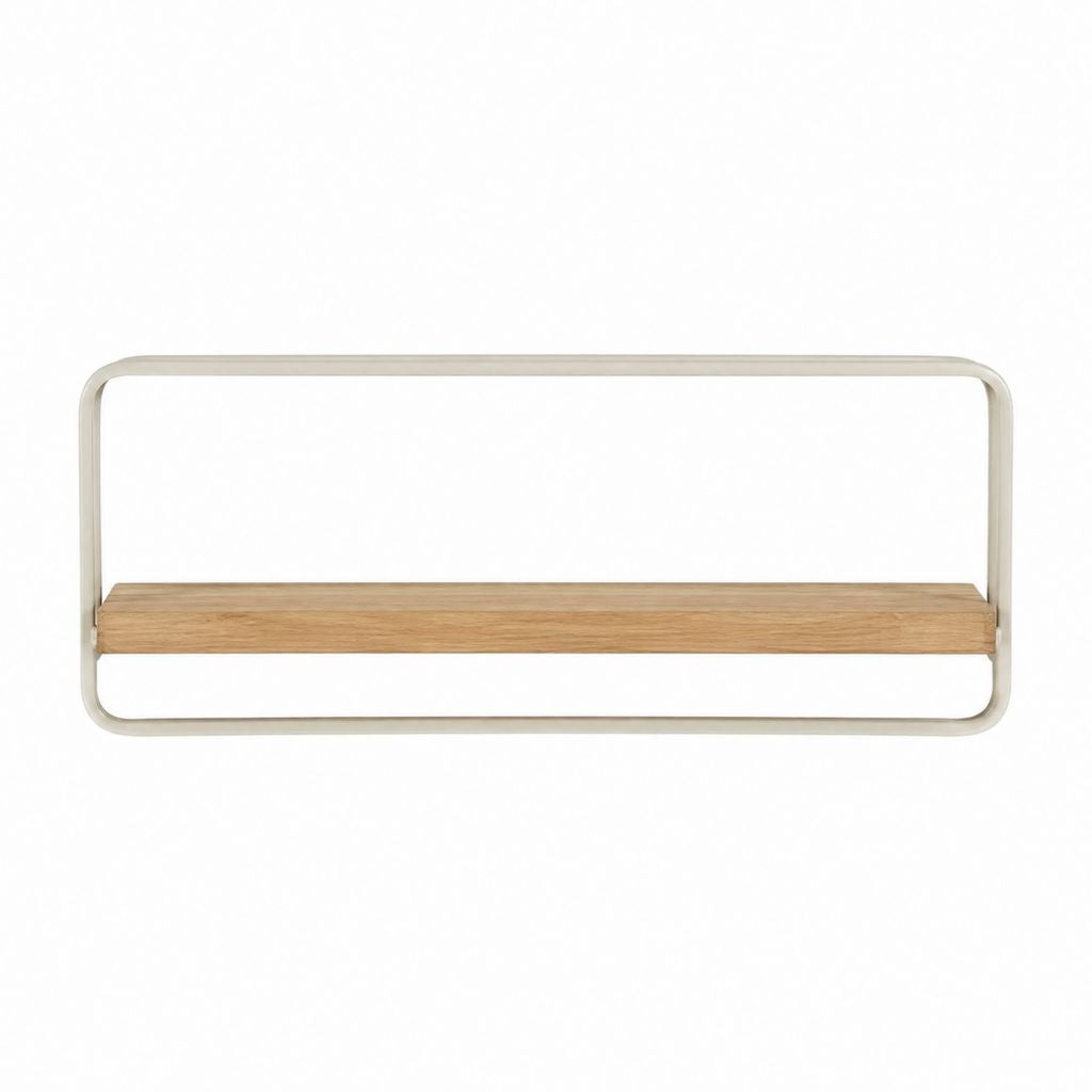 Étagère murale rectangulaire beige et bois naturel en acier et bambou 60 x 15 x 25 cm