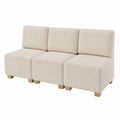 Canapé modulable 3 places crème en polyester côtelé 180 x 85 x 80 cm