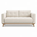 Canapé 3 places droit beige en polyester avec pieds en bois massif 190 x 85 x 85 cm