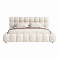 Lit coffre 160 x 200 cm beige en polyester avec tête de lit capitonnée