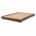 Cadre de lit plateforme 160 x 200 cm marron foncé en panneaux MDF finition décor noyer avec sommier à lattes