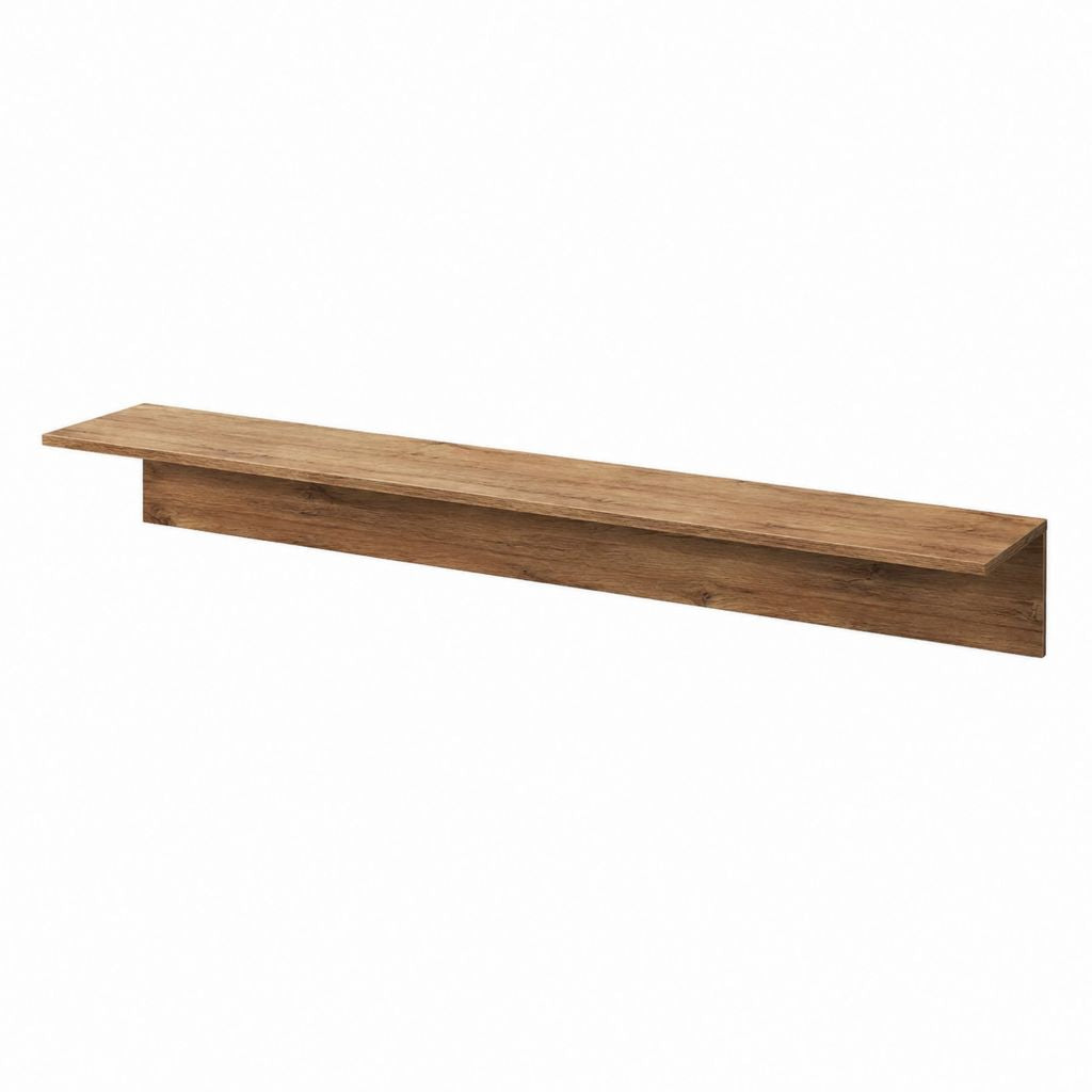 Étagère murale flottante marron aspect chêne en panneau MDF 120 x 20 x 20 cm
