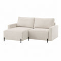 Canapé 2 places avec méridienne gauche beige en velours côtelé polyester 170 x 140 x 82 cm