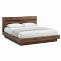 Cadre de lit double 160 x 200 cm noyer brun en panneaux MDF avec tête de lit